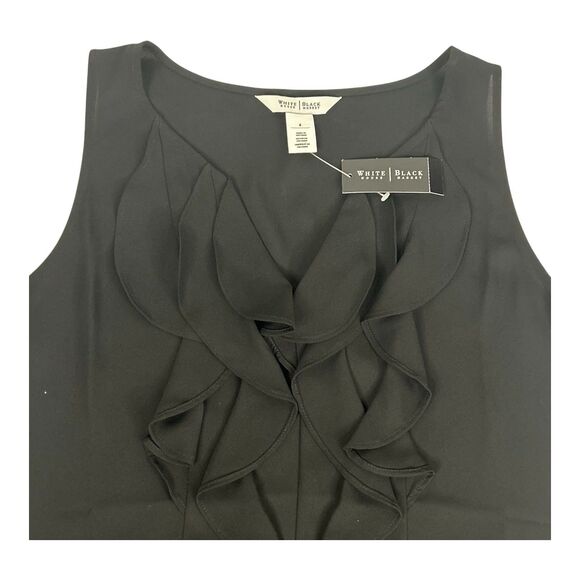 WHITE HOUSE BLACK MARKET Sleeveless Flounce Ruffled Blouse Top WHBM Size 4 NWT - Picture 9 of 14